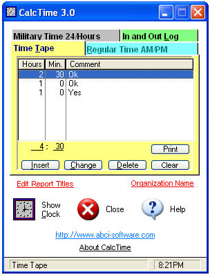 CalcTime Screen Shot