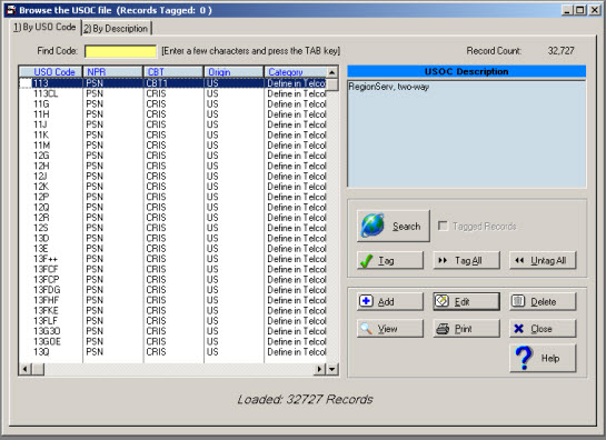 USOC Database